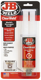 J-B Weld 50112 Epoxy Adhesive, Clear, Liquid, 25 mL, Syringe